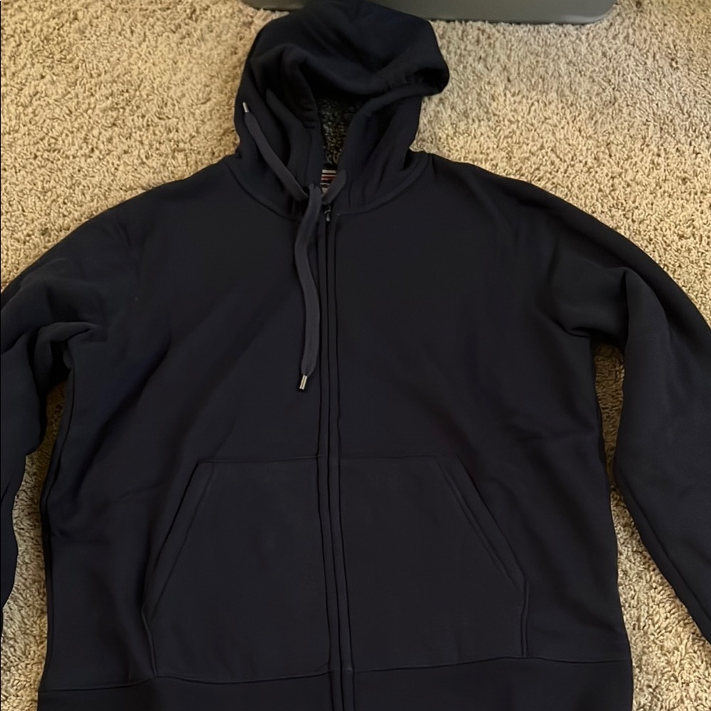 Lands' End Navy Zip Up fleeced hoodie